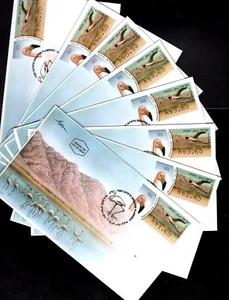 ISRAEL FDC 2010 AVES FLAMENCO CAJERO AUTOMÁTICO ETIQUETA #001 JUEGO DE 8. X46021 - Imagen 1 de 2