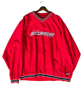 Tampa Bay Buccaneers Reebok Windbreaker Mens L Red NFL Pullover Jacket Vintage