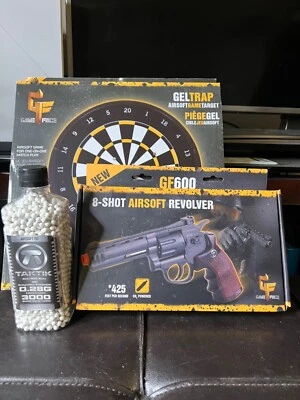Game Face GF600 8-Shot Airsoft Revolver NEW with NEW gel target and 3000 BBs - Image 1 of 4