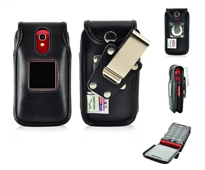 Greatcall Jitterbug For Rugged,Heavy Duty Leather Fitted Flip Phone Belt Case - Picture 1 of 8