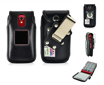 Greatcall Jitterbug For Rugged,Heavy Duty Leather Fitted Flip Phone Belt Case - Image 1 of 4