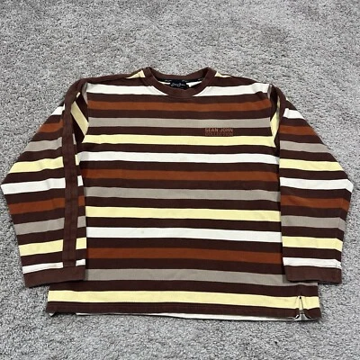 VINTAGE Sean John Sweater Mens XL Pullover Striped Hip Hop Crewneck Y2K Logo* - Image 1 of 4