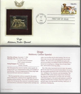 Dogs-Retriever, Cocker Spaniel--1st day issue-Golden Replica - Picture 1 of 1