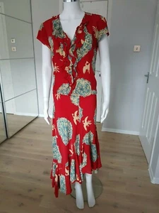 KENZO Jeans Silk Top And Skirt Asymmetric Ruffle 90s Bird Oriental 44 - Picture 1 of 12