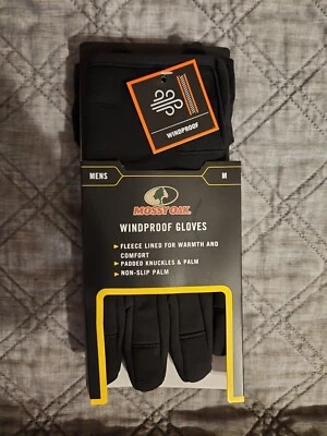 Mossy Oak Men's Black Windproof Non-Slip Fleece Lined Gloves M - Image 1 of 2