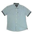 Ecko Unltd Shirt Men's 2X-Large 2XL Blue White Plaid Short Sleeve Button Up