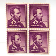 Abraham Lincoln 4 Cent Postage Stamps Block of 4 Purple Liberty Series Unused Y