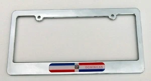 Dominican Republic Flag plastic chrome plated Car License plate frame holder TB - Imagen 1 de 2