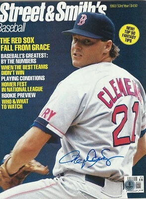 Revista Beckett 1993 firmada por Roger Clemens Street & Smith's auténtica (BAS) ¡Sin etiqueta! Foto 1 de 2