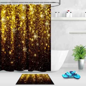 Gold Ppowder Waterproof Bathroom Polyester Shower Curtain Liner Water Resistant - Bild 1 von 9