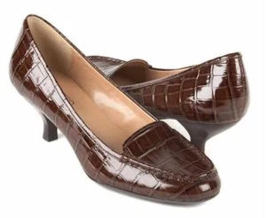 New FRANCO SARTO Women Brn Patent Leather Heel Slip On Dress Pump Shoe Sz 8.5 M - Picture 1 of 3