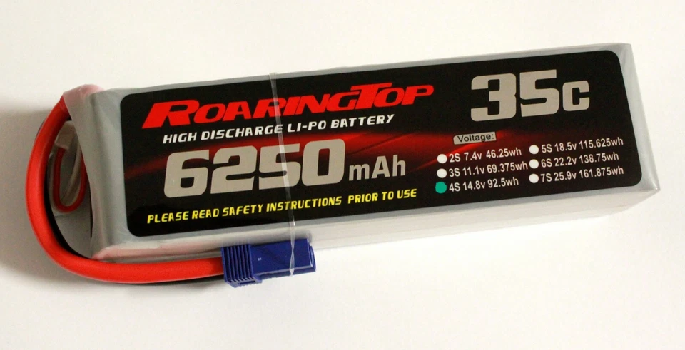 RoaringTop LiPo Battery Pack 35C 6250mAh 4S 11.1V with EC5 Plug - Image 1 of 1