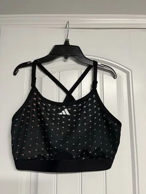 Sports Bra Adidas AEROREADY Ultimate Run Sz Medium A,B,C 34,35,36 Black LOGO EUC - Image 1 of 4