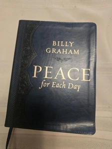  Peace For Each Day Bible By Billy Graham Blue Leather Cover - Picture 1 of 5