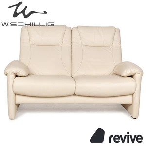 Willi Schillig Leder Zweisitzer Creme Sofa Couch manuelle Funktion Relaxfunktion - Bild 1 von 12