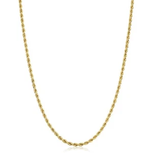 Solid 14k Yellow Gold Filled Rope Chain Necklace (2.1 mm, 16 inch) - Picture 1 of 9