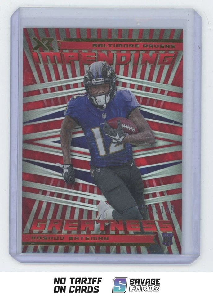 2021 Panini XR Impending Greatness Red Rashod Bateman /149 #IMG13 Baltimore - Image 1 of 3