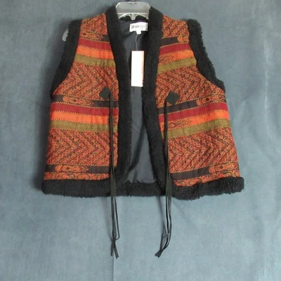 Vintage Anage Vest Womens Medium Wool Fur Lined Southwestern Aztec Hipster 90s - Image 1 of 4