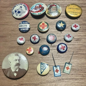 Antique button Lot  American Red Cross Salvation Army Holiday 1918/19/20 - Picture 1 of 9