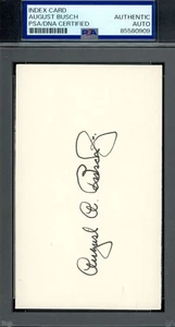 August Busch PSA DNA Autograph 3x5 Index Card St Louis Cardinals Signed - Picture 1 of 2