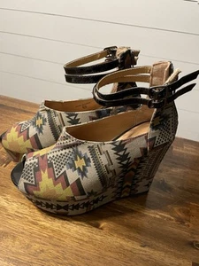 CALL IT SPRING AZTEC STRAPPY WEDGE SANDAL/SZ 6.5/BRAND NEW/SUMMER - Picture 1 of 8