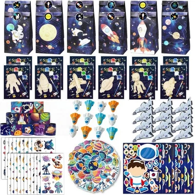 Favores de fiesta espacial, 142 piezas decoraciones de fiesta de cumpleaños con temática espacial, spa exterior... Foto 1 de 4