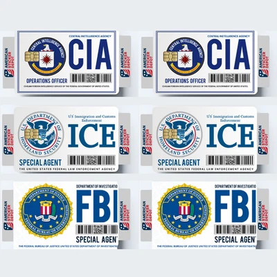 AMERICANSTICKERDEPOT 6 Pack FBI ICE CIA Credit Debit Card Sticker Durable Waterproof Vinyl Decal Set