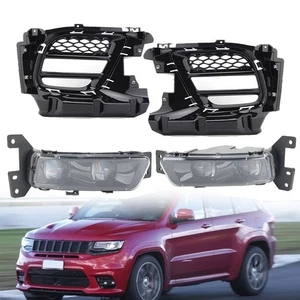LED Bumper Fog Light Lamp Cover Bezel SET For Jeep Grand Cherokee 2017 2018-2022 - Picture 1 of 24