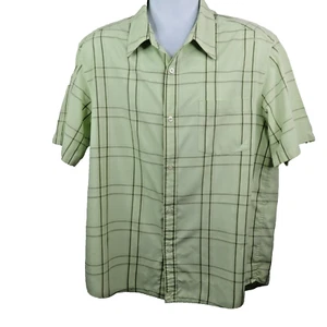 Quiksilver Plaid Shirt Mens Large Green Cotton Blend Short Sleeve Surf Skate - Picture 1 of 12