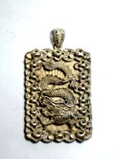 Collection Old Chinese Tibet Silver Carving Dragon Statue necklace pendant gift