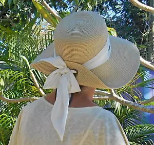 BEACH HAT Flip Up with Bow SUN HAT SUN N' SAND UPF-UV ULTRA Protection 4" BRIM - Picture 1 of 2