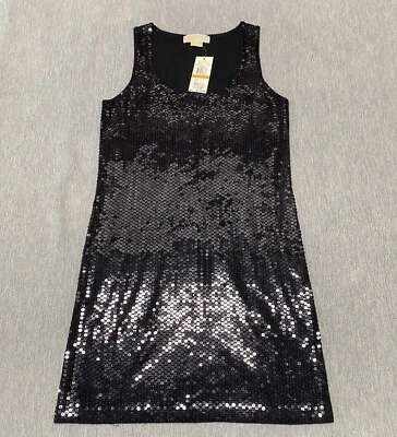 Michael Kors Dress Womens Small Black Sequin WOOL Lined Tank Dress Party Grunge - Image 1 of 4