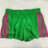 Adidas Athletic Shorts Womens Sz M Mesh Green Pink Three Stripe Running Workout