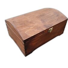 WOODEN JEWELLERY CHEST 30 CM LONG LOCKABLE LATCH, HAND PAINTED IN BROWN COLOR