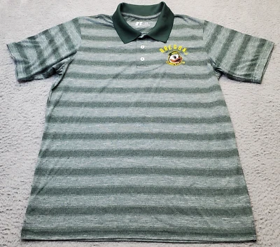 NCAA Oregon Ducks Russell Polo Shirt Football Mens Large Green Striped Collared - Image 1 of 4