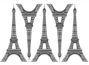 Eiffel Tower 5 pcs 5 Inch Black Fused Glass Decals - Picture 1 of 1