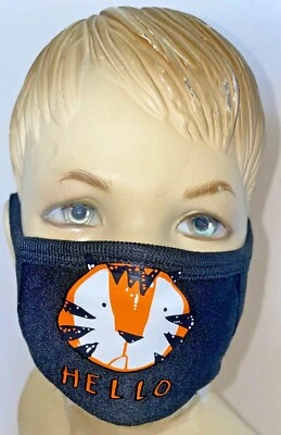 Unisex Kids Black Tiger Print Fashion Face Mask with Filter - Image 1 of 2