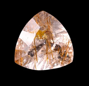 Natural Golden Rutile Quartz Trillion Shape Loose Gemstone 4.50 Cts 12X12X7 mm - Picture 1 of 3