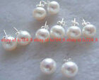 Wholesale 5 Pairs Natural White Freshwater Cultured Pearl Silver Stud Earrings