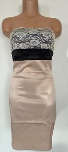 Bandeau Minikleid Cocktailkleid Ärmellos Abendkleid mit Spitze Satin Gr.S/36 - Bild 1 von 2
