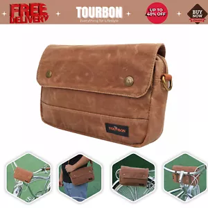 Tourbon Waxed Canvas Bike Handlebar/Saddle Case Bicycle Frame Pouch Key Bag BR - Picture 1 of 23