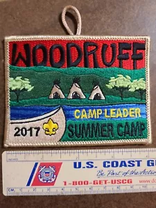 2017 Boy Scout Camp Leader Woodruff Summer Camp Patch Canoe & Tents BSA New - Picture 1 of 3
