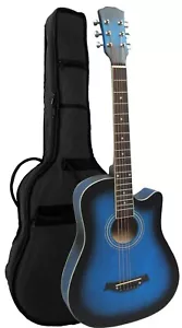 WESTERNGITARRE BLAU 38" + TASCHE - STAHLSAITEN GITARRE CUTAWAY MATT RANDEINLAGE - Bild 1 von 3