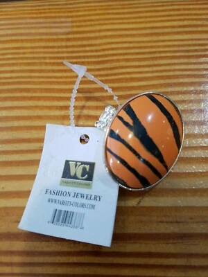 Anillo elástico de tigre castaño rojizo, joyería de moda universitaria, joyería AU, anillo castaño rojizo Foto 1 de 3