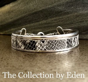 Alfani Bracelet- Silver Black Gray & Beige Reptile Double Curved Bar Slider - Picture 1 of 4