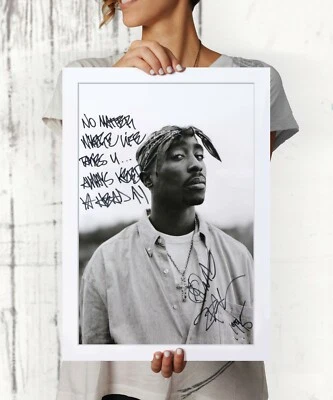 Pôster impresso autografado Tupac Shakur. Ótimas recordações raras - Imagem 1 de 3