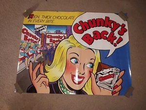Nestlé Chunk Chocolate Bar Advertising Poster Cartoon pop art ~1985 LARGE 42x32" - Picture 1 of 7