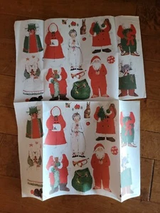 Mr & Mrs Babbo Natale bambola di carta natalizia vintage anni 80 carta da imballaggio - Foto 1 di 2
