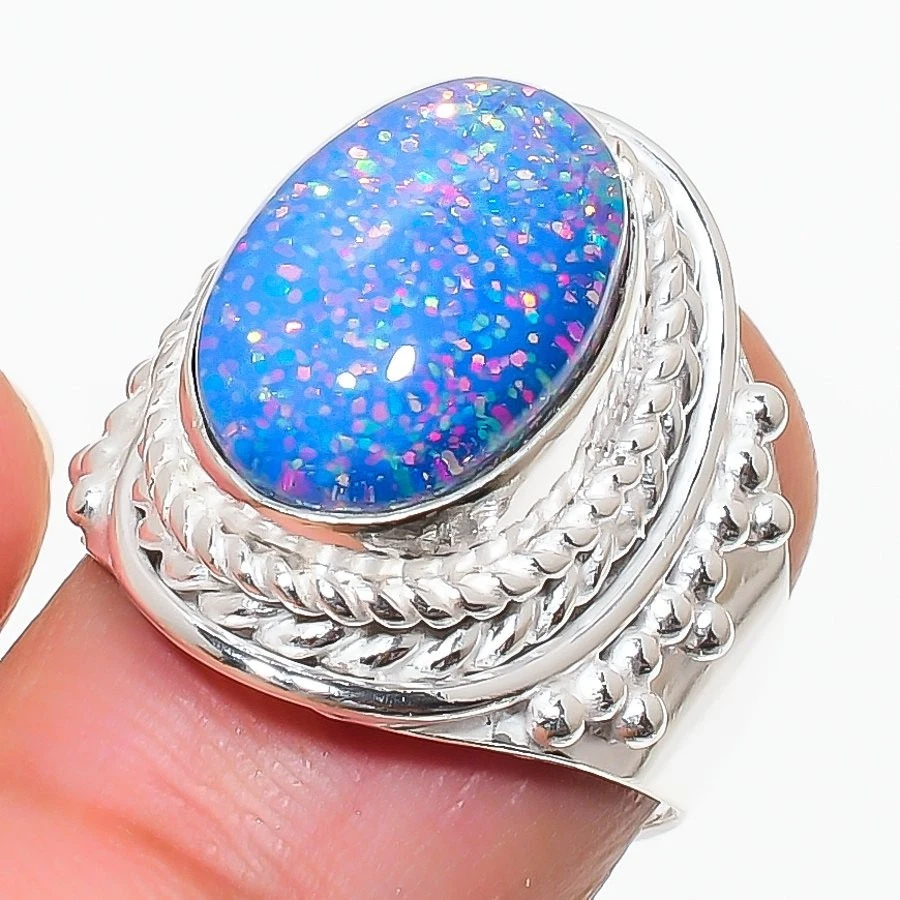 A+++ Triplet Opal Gemstone Handmade 925 Sterling Silver All Size Ring For Gift - Image 1 of 1