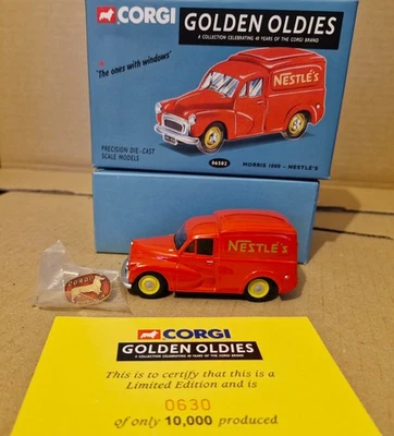 CORGI GOLDEN OLDIES 1:43 MORRIS 1000 VAN NESTLE'S 06502 PIN BADGE LTD EDITION  - Imagem 1 de 4